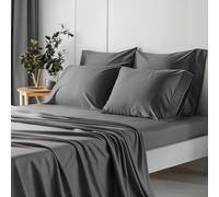 Simple Deluxe 4 Piece Queen Size Sheet Set, Hotel Luxury Bed Sheets, Wrinkle Free - Deep Pockets - Breathable & Cooling Sheet- Easy Care (Queen, 02-Grey)