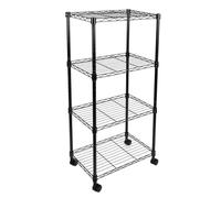Simple Deluxe 4-Shelf Shelving Unit, Metal storage wire shelf rack with wheels, Height adjustable Storage Organiser For Kitchen, Bathroom,Office or Other Home Spaces,45W x 30Dx 110Hcm,Black
