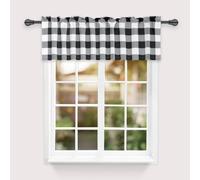 Simple Deluxe Buffalo Plaid Blackout Valances Curtains for Kitchen Windows, Living Room, Farmhouse, Bedroom, Rod Pocket Curtain Valance, 52" W x 15" L, Black and White