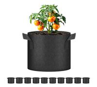 Simple Deluxe Grow Bags 5 Gallon 10 Pack Planter Pots with Handles, Thickened Nonwoven Fabric Aeration Cloth Bag, Heavy Duty Gardening for Tomoato, Potato, Vegetable, Herbs and Flowers, Black