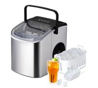 Simple Deluxe Ice Maker Machine for Countertop, 9 Ice Cubes Ready in 6 Mins, 26lbs Ice/24Hrs, Portable Ice Machine with Scoop & Basket, Self-Clean, for Home Kitchen Office Bar Party,Silver