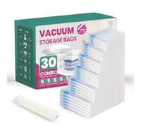 Simple Deluxe Vacuum Storage Bags 30 Pack Multi-Size Bundle | 6x Jumbo(70x100cm)/6x Large/6x Medium/6x Small/6x Roll-Up Bags with Hand Pump for Underbed Storage, Seasonal Clothes & Duvets
