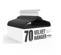 Simple Deluxe Velvet Hangers 70 Pack, Non-Slip Clothes Hangers with Shoulder Notches, 360° Swivel Hooks, Heavy Duty Coat Suit Hangers for Closet Space Saving, Black