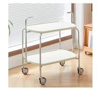 Simple Design Coffee Table, Bar Cart Serving For Home 2 Tier Snack Rolling With Wheels Utility Bedside Storage Side End For Living Room Kitchen Bedroom(White)