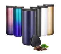 Simple Design On-The-Go Coffee Flask - 304 Stainless Steel, Thermal Vacuum Insulated, Tight Seal Lid, Mug, Cup, Reusable, Double Walled, Tea, Coffee, Hot & Cold Drinks, Trendy Colours, 350 & 500 ml