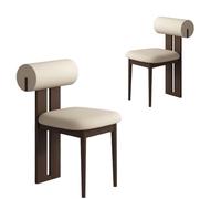 Simple Dining Chair Set of 4 French Solid Wood Chairs, Upholstered Makeup Chair with Backrest, No Arms, Perfect for Dining Room, Living Room, Modern Home Decor
