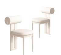 Simple Dining Chair Set of 4, French Solid Wood Dining Chairs, Upholstered No-Arm Makeup Chairs with Soft Backrest, Perfect for Dining Room & Living Room