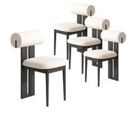 Simple Dining Chairs Set of 4, French Solid Wood Dining Room Chairs, Upholstered Makeup Chair with Backrest, Armless Design, Perfect for Dining Room or Living Room