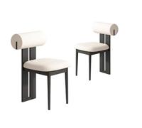 Simple Dining Chairs Set of 4, French Solid Wood Dining Room Chairs, Upholstered Makeup Chair with Soft Backrest, Perfect for Dining Room & Living Room Decor