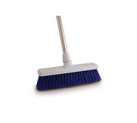 Simple DIY 12" Soft Colour Coded Food Hygiene Brush Sweeping Broom and Aluminium Handle BLUE