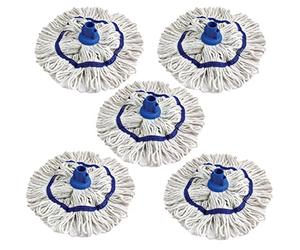 Simple DIY Colour Coded Mop Head Hygienic Cleaning Looped Pure Yarn Cotton Mop Socket 350mm BLUE x 5