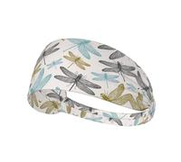 Simple Dragonfly Print Non-Slip Elastic Running Headband, Sweat Absorbing Stretchy Hair Bands For Gym Yoga, Soft Skin-Friendly Foldable Workout Headband
