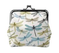 Simple Dragonfly Print Women'S Kiss Lock Coin Pouch, Mini Wallet For Cards And Lipstick, Soft Compact Purse