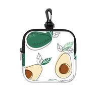 Simple Draw Fruit Avocado, Square Zipper Storage Bag, Neoprene Coin Purse, Small Wallets, Change Pouch, Change Purse