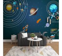 Simple Dreamy Starry Night Cartoon Star Planet Universe 3D Wallpaper Luxury Silk Study Dining Feature Sofa Grey Bedroom Living Room Tv Decorative Wall-150cm×105cm