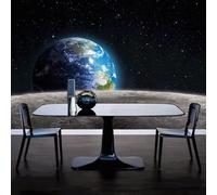 Simple Dreamy Starry Sky Cartoon Planet Earth 3D Wallpaper Silky Texture Home Study Office Grey Dining Room Sofa Bedroom Living Room TV Backdrop-430cm×300cm