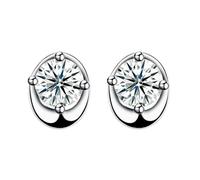 Simple Earrings for Women, 925 Sterling Silver Stud Earrings Silver Cubic Zirconia Simple 7X6mm for Aunt Birthday Jewelry Upgrade