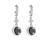 Simple Earrings for Women, Black Earrings Studs Dangle Cubic Zirconia Star and Moon 38X12mm for Aunt Mother'S Day Jewelry Upgrade