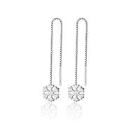 Simple Earrings for Women, Dangle Silver Earrings Snowflake with Tassel for Wife New Year Jewelry Modern