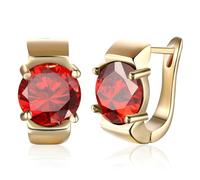 Simple Earrings for Women, Earrings Cubic Zirconia Hoops Red with Round Cubic Zirconia 18X10mm for Aunt Valentines Day Jewelry Upgrade