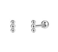 Simple Earrings for Women, Sterling Silver Stud Earrings White Gold Ball 6X2mm for Aunt Wedding Jewelry Upgrade