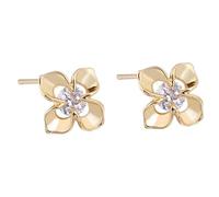 Simple Earrings for Women, Stud Earrings for Women Gold Flower with White Round Cubic Zirconia for Aunt Fathers Day Jewelry Upgrade