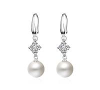 Simple Earrings for Women, Stud Earrings for Women White Dangle Pearl Round Shape 12mm for Aunt Prom Jewelry Upgrade