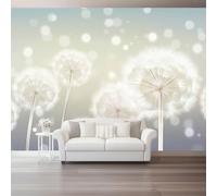 Simple Elegant Plant Seeds Pattern Wallpaper Mural, 118.1" x 82.7" Non-Woven 3D Effect Wallpaper, Grey Photo Poster Murals for Sofa TV Background Bedroom Wall Art