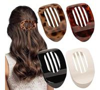 Simple ellipse Duckbill Hair Clip, Large Lay Flat Claw Clips for Women Thick Thin Hair (4PCS-A)