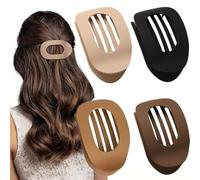 Simple ellipse Duckbill Hair Clip, Large Lay Flat Claw Clips for Women Thick Thin Hair (4PCS-D)