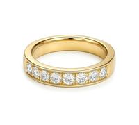 Simple Engagement Ring, Rustic Wedding Band Band Ring with Moissanite 18K Yellow Gold Size N 1/2