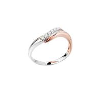 Simple Engagement Rings, Mothers Ring with 0.15Ct Diamond 18K White Gold & Rose Gold Size Q 1/2