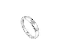 Simple Engagement Rings, The Wedding Band Silver with 0.03Ct Diamond Pt950 Size N 1/2