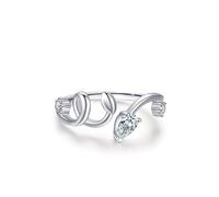 Simple Engagement Rings, Women's Ring Irregular Silver with Pear Shape Lab Created Diamond 9K White Gold Size P 1/2