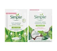 Simple Face Sheet Mask Each 5 Pack - Hydrating Coconut Water & Rich Moisture Masks for Soft, Nourished, Revitalized Skin, Deep Hydration, Daily Skincare Boost