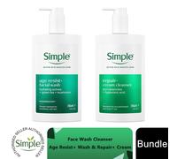 Simple Repair+ Facial Cleanser pro-ceramides + hyaluronic acid restores dry and dehydrated skin from the first use 240 ml