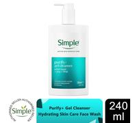 Simple Purify+ Gel Facial Cleanser witch hazel + zinc + PHA reduces oil and unclogs pores to help prevent breakouts 240 ml