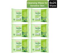 Simple Facial Cleansing Wipes 25 Gentle Units x6