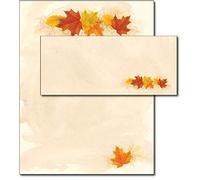 Simple Fall Leaves Autumn Letter Writing Note Paper Envelopes Sets - 40 Sets