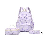 Simple Fashion School Bag Mateju Kids Backpack, 3 in 1School Bags for Girls with Lunch Bag and Pencil Case Boys Backpack,for School Sports Travel Teenagers School Bags (Purple)