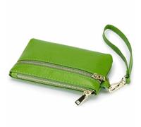 Simple Female Long Clutch Card Bag Storage Bag Mini Women Creative Small Ultra-Thin Leather First Layer Cowhide Wallet Coin Purse with Wristlet Wrist Strap, Green, One Size