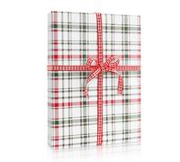 Simple Festive Stylish Classic Christmas Check Green Red and Coffee Traditional Tartan Plaid Kraft Gift Wrapping Paper - 1 Mini Roll 17 X 10 ft/ 43cm x 3m Per roll 14.1 sq.ft.ttl - Gift Wrap For Men