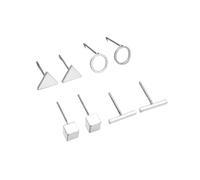 Simple Flat Back Stud Earrings for Women Simple Tiny Circle Triangle Square Bar Stud Earrings Minimalist Cartilage Tragus Earring Jewelry Gifts for Women Men, Alloy Steel, No Gemstone