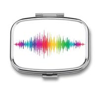 Simple Flat Color an Audio Waveform Minimalist Pill Box 2 Compartment Portable Medicine Pill Case Travel Pill Organizer for Pocket Purse