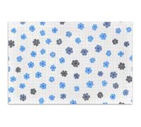 Simple Flower Blue White Jigsaw Puzzles 500 Pieces for Adult Artwork Animal Print Custom Landscape Puzzle Family White Elephant Gifts, 20.5x14.9 Inch