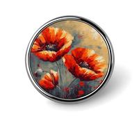 Simple Flower Oil Painting Brooch with Button Design, Funny Backpack Pins for Women, Personalized Brooch Pins for Men, Round Badge for Hat, Cute Badge Holders for Activity