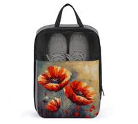 Simple Flower Oil Painting Shoe Bag Waterproof & Breathable Shoe Pouch for Travel, Portable Carry Case for Sports Sneakers, Gym, Vacation