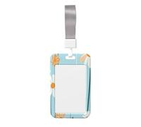 Simple Flower Shapes Line Art Sliding Id Badge Holder Hard Plastic Work Card Case Name Tag Protector for Nurses Office
