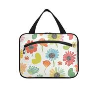 Simple Flowers Colorful Hanging Large Hanging Toiletry Bag with Hook, Designer Accessories Hanging Toiletry Bag for Women Must Cruises maletín para maquillaje L