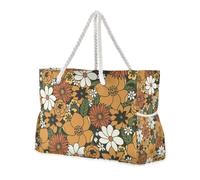 Simple Flowers Yellow Country Sturdy Bag Carry On with Side Pocketes Bag for Travel with Zippered Pockets